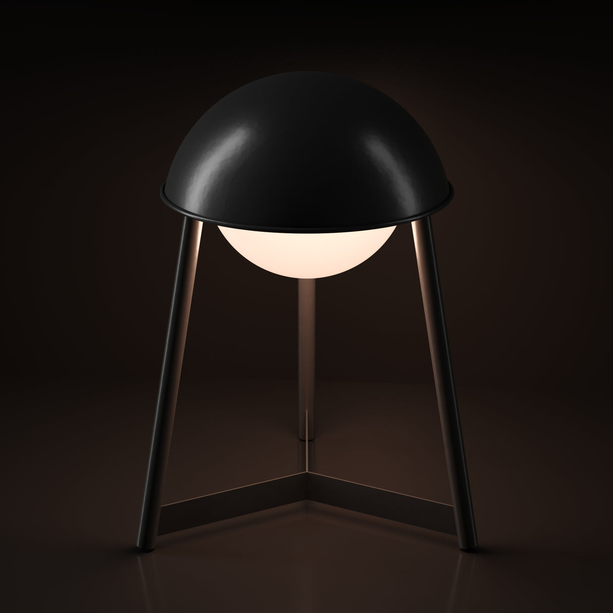 Kibun K70105 HELMET Rechargeable Cordless LED Table Lamp, 3-Levels Brightness Touch Sensor Control, Black