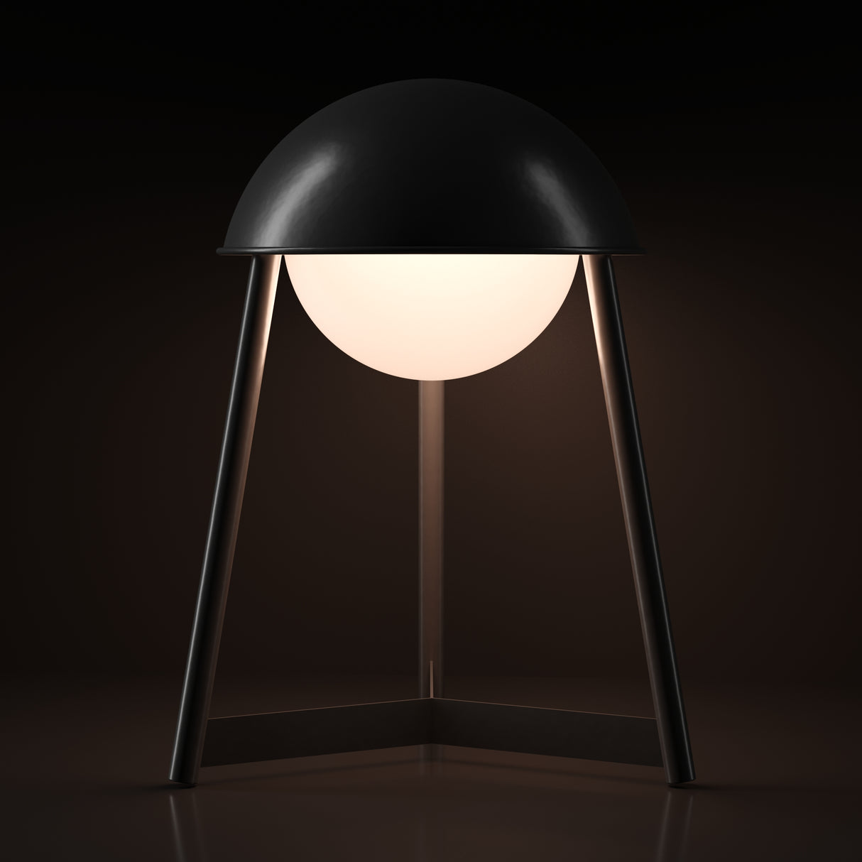 Kibun K70105 HELMET Rechargeable Cordless LED Table Lamp, 3-Levels Brightness Touch Sensor Control, Black