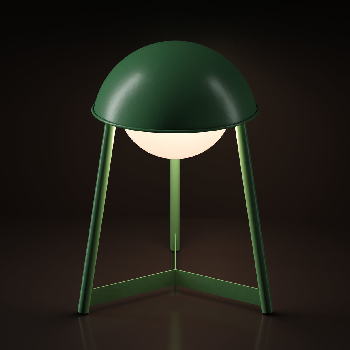 Kibun K70100 HELMET Rechargeable Cordless LED Table Lamp, 3-Levels Brightness Touch Sensor Control, Moss