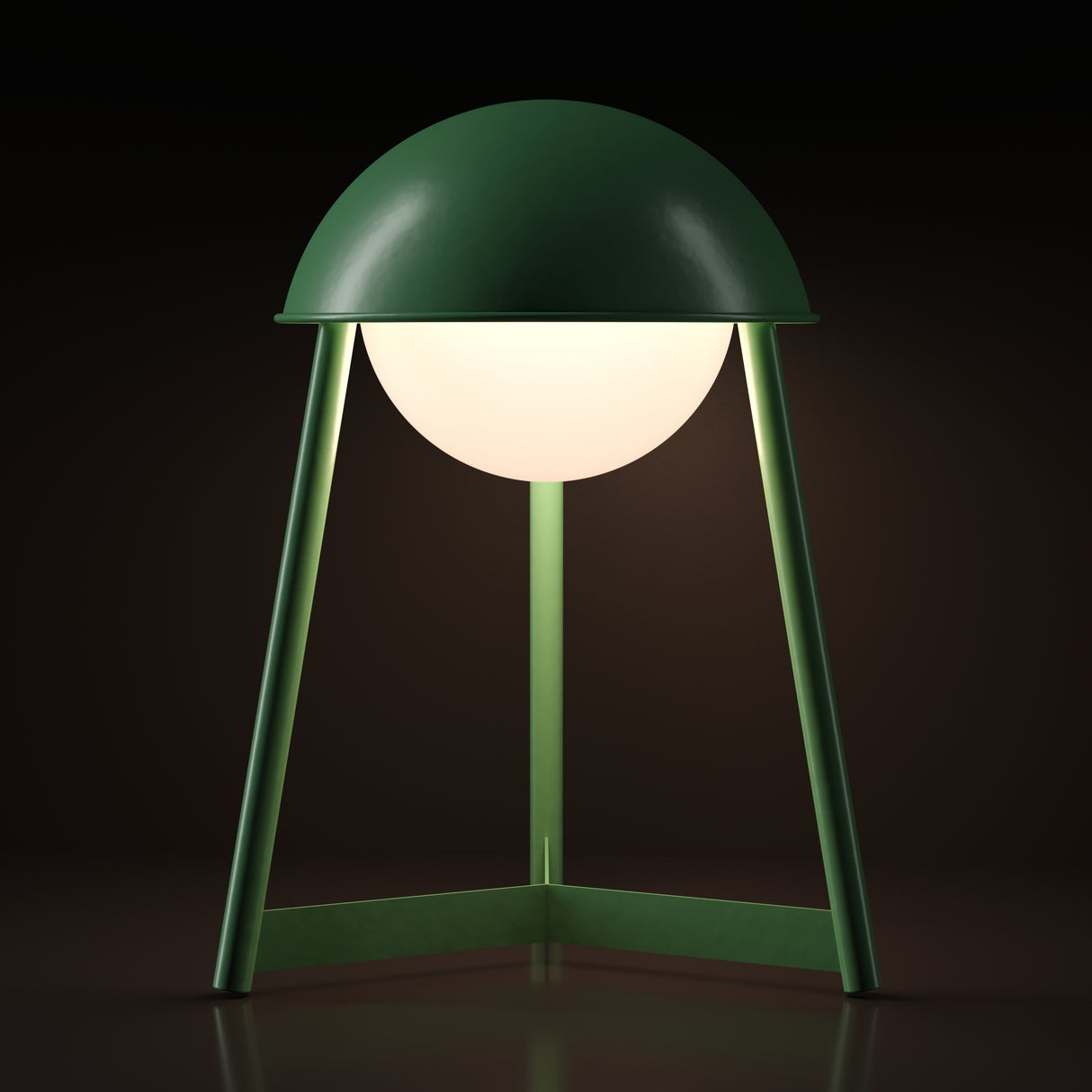 Kibun K70100 HELMET Rechargeable Cordless LED Table Lamp, 3-Levels Brightness Touch Sensor Control, Moss