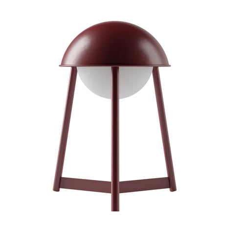 Kibun K70101 HELMET Rechargeable Cordless LED Table Lamp, 3-Levels Brightness Touch Sensor Control, Oxblood