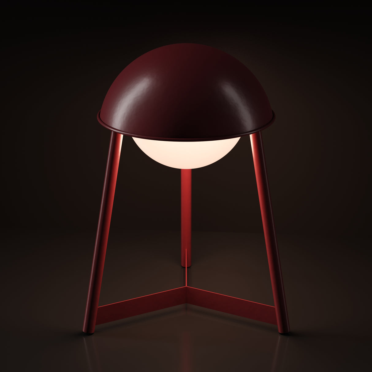 Kibun K70101 HELMET Rechargeable Cordless LED Table Lamp, 3-Levels Brightness Touch Sensor Control, Oxblood