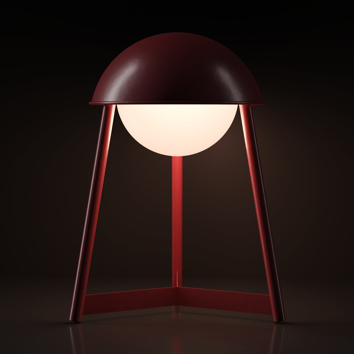 Kibun K70101 HELMET Rechargeable Cordless LED Table Lamp, 3-Levels Brightness Touch Sensor Control, Oxblood