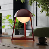 Kibun K70101 HELMET Rechargeable Cordless LED Table Lamp, 3-Levels Brightness Touch Sensor Control, Oxblood