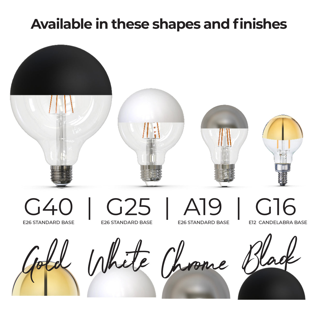 Bulbrite 862852 Bulbrite LED Filament Pack of (4) 6 Watt Dimmable G40 Light Bulbs with a Half Gold Finish and Medium (E26) Base - 2700K (Warm White Light), 500 Lumens
