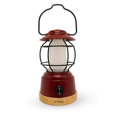 Kibun K80100 S'mores Cordless LED Outdoor Table Lamp with Dimmer, Built-in Rechargeable Battery, 3-Level Brightness with Power Bank, Red