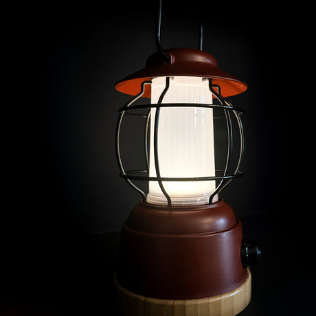 Kibun K80100 S'mores Cordless LED Outdoor Table Lamp with Dimmer, Built-in Rechargeable Battery, 3-Level Brightness with Power Bank, Red