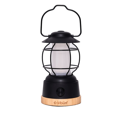 Kibun K80101 S'mores Cordless LED Outdoor Table Lamp with Dimmer, Built-in Rechargeable Battery, 3-Level Brightness with Power Bank, Black