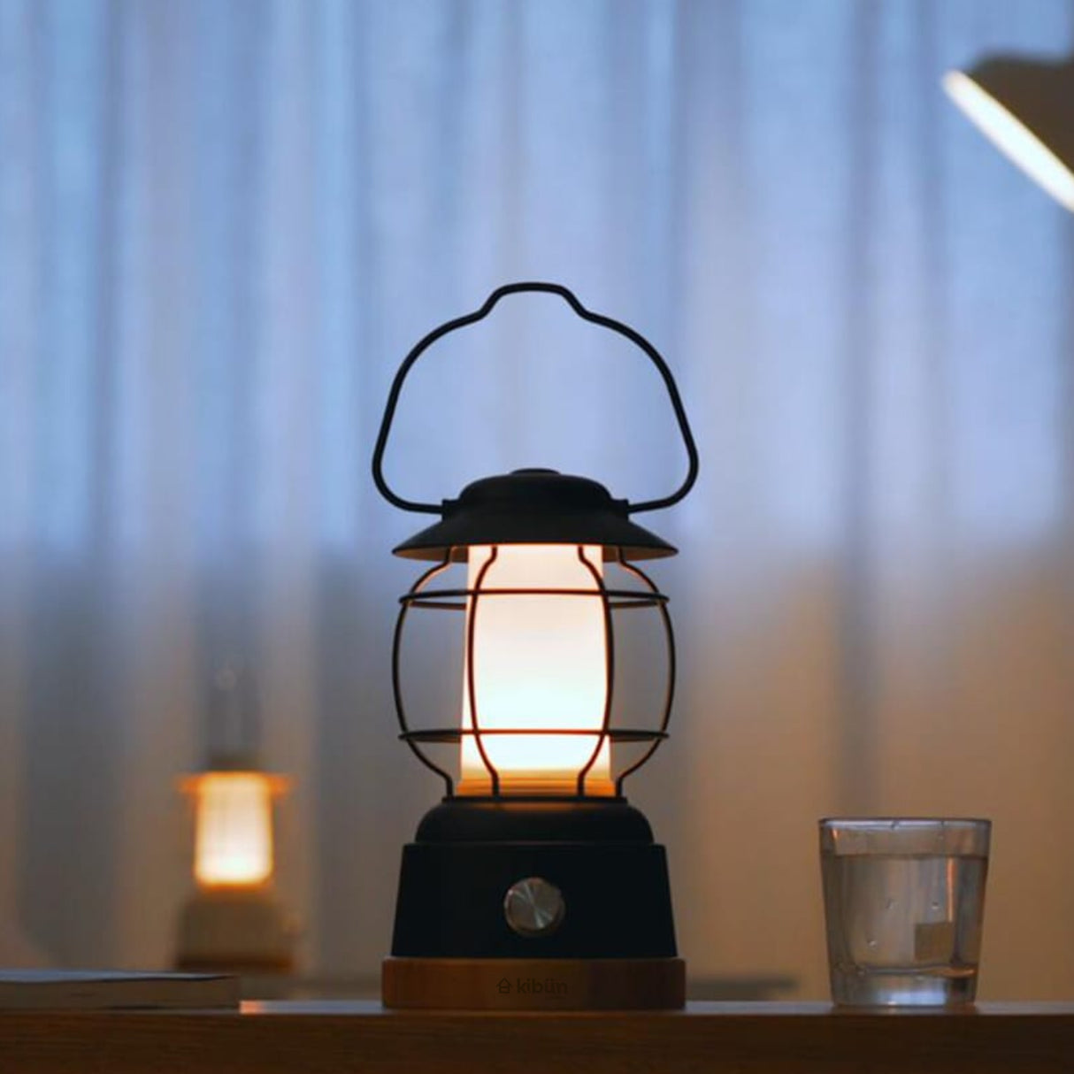 Kibun K80101 S'mores Cordless LED Outdoor Table Lamp with Dimmer, Built-in Rechargeable Battery, 3-Level Brightness with Power Bank, Black