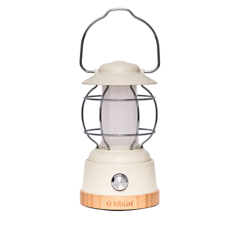 Kibun K80102 S'mores Cordless LED Outdoor Table Lamp with Dimmer, Built-in Rechargeable Battery, 3-Level Brightness with Power Bank, Tan