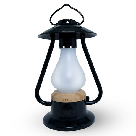 Kibun K80120 Bonfire Cordless LED Outdoor Table Lamp with Dimmer, Built-in Rechargeable Battery, 3-Level Brightness with Power Bank, Black