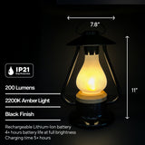 Kibun K80120 Bonfire Cordless LED Outdoor Table Lamp with Dimmer, Built-in Rechargeable Battery, 3-Level Brightness with Power Bank, Black