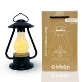 Kibun K80120 Bonfire Cordless LED Outdoor Table Lamp with Dimmer, Built-in Rechargeable Battery, 3-Level Brightness with Power Bank, Black