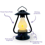 Kibun K80120 Bonfire Cordless LED Outdoor Table Lamp with Dimmer, Built-in Rechargeable Battery, 3-Level Brightness with Power Bank, Black