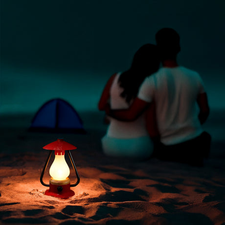 Kibun K80121 Bonfire Cordless LED Outdoor Table Lamp with Dimmer, Built-in Rechargeable Battery, 3-Level Brightness with Power Bank, Red