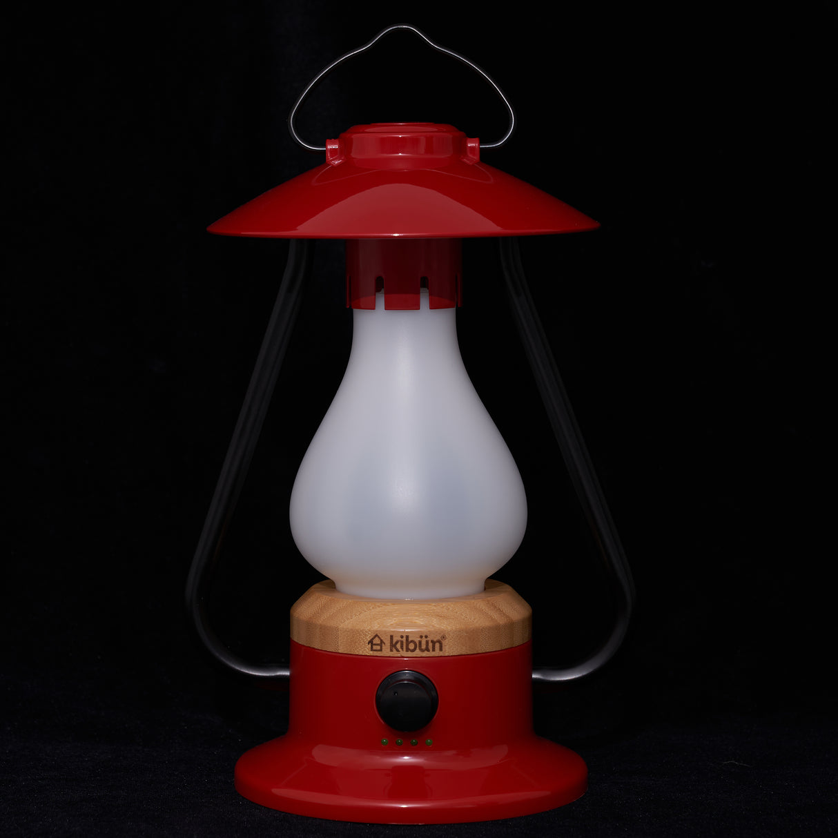 Kibun K80121 Bonfire Cordless LED Outdoor Table Lamp with Dimmer, Built-in Rechargeable Battery, 3-Level Brightness with Power Bank, Red