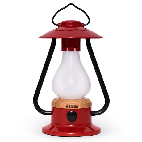 Kibun K80121 Bonfire Cordless LED Outdoor Table Lamp with Dimmer, Built-in Rechargeable Battery, 3-Level Brightness with Power Bank, Red
