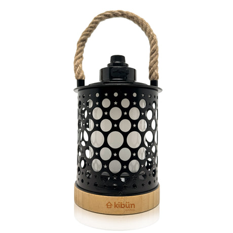 Kibun K80140 Stargaze Cordless LED Outdoor Table Lamp with Dimmer, Built-in Rechargeable Battery, 3-Level Brightness with Dual Power Source, Black