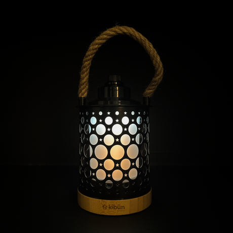 Kibun K80140 Stargaze Cordless LED Outdoor Table Lamp with Dimmer, Built-in Rechargeable Battery, 3-Level Brightness with Dual Power Source, Black