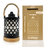 Kibun K80140 Stargaze Cordless LED Outdoor Table Lamp with Dimmer, Built-in Rechargeable Battery, 3-Level Brightness with Dual Power Source, Black