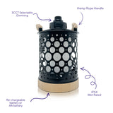 Kibun K80140 Stargaze Cordless LED Outdoor Table Lamp with Dimmer, Built-in Rechargeable Battery, 3-Level Brightness with Dual Power Source, Black