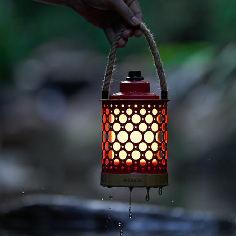 Kibun K80141 Stargaze Cordless LED Outdoor Table Lamp with Dimmer, Built-in Rechargeable Battery, 3-Level Brightness with Dual Power Source, Red