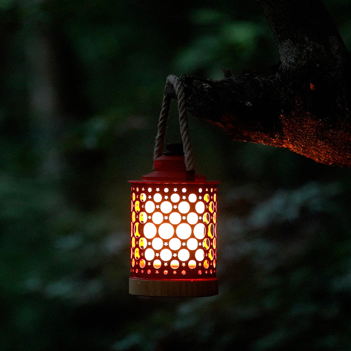 Kibun K80141 Stargaze Cordless LED Outdoor Table Lamp with Dimmer, Built-in Rechargeable Battery, 3-Level Brightness with Dual Power Source, Red