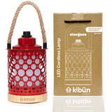 Kibun K80141 Stargaze Cordless LED Outdoor Table Lamp with Dimmer, Built-in Rechargeable Battery, 3-Level Brightness with Dual Power Source, Red