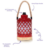Kibun K80141 Stargaze Cordless LED Outdoor Table Lamp with Dimmer, Built-in Rechargeable Battery, 3-Level Brightness with Dual Power Source, Red