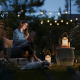 Kibun K80142 Stargaze Cordless LED Outdoor Table Lamp with Dimmer, Built-in Rechargeable Battery, 3-Level Brightness with Dual Power Source, White