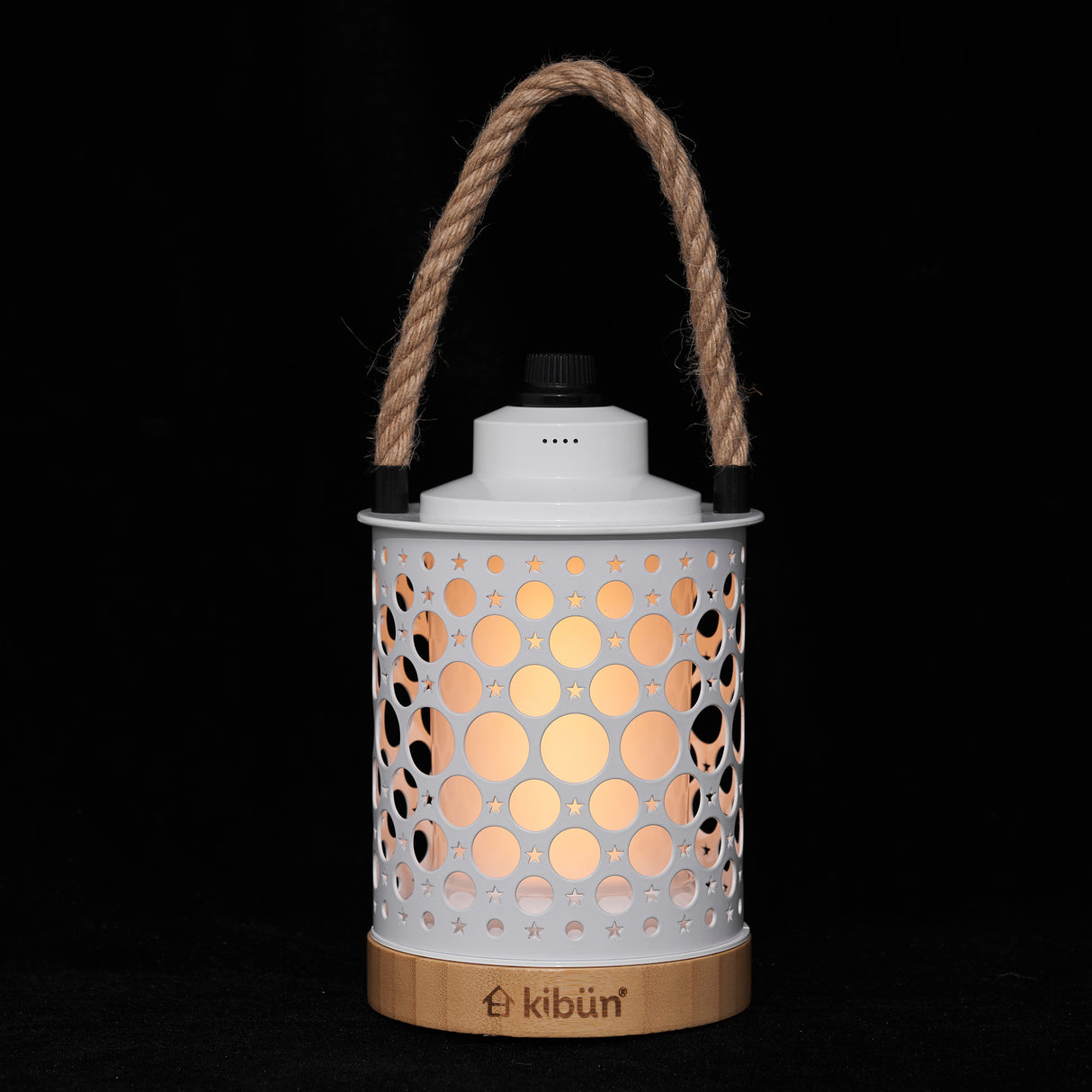 Kibun K80142 Stargaze Cordless LED Outdoor Table Lamp with Dimmer, Built-in Rechargeable Battery, 3-Level Brightness with Dual Power Source, White