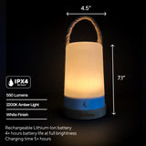 Kibun K80160 Groove Cordless LED Outdoor Table Lamp with Dimmer, Built-in Rechargeable Battery, 3-Level Brightness, White