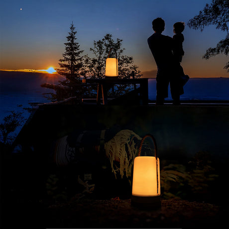 Kibun K80160 Groove Cordless LED Outdoor Table Lamp with Dimmer, Built-in Rechargeable Battery, 3-Level Brightness, White