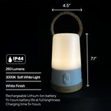 Kibun K80161 Groove Cordless LED Outdoor Table Lamp with Dimmer, Built-in Rechargeable Battery, 3-Level Brightness, Bluetooth Speaker / Color Changing, White