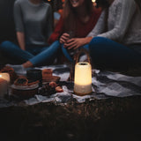 Kibun K80161 Groove Cordless LED Outdoor Table Lamp with Dimmer, Built-in Rechargeable Battery, 3-Level Brightness, Bluetooth Speaker / Color Changing, White
