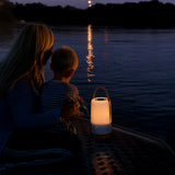 Kibun K80161 Groove Cordless LED Outdoor Table Lamp with Dimmer, Built-in Rechargeable Battery, 3-Level Brightness, Bluetooth Speaker / Color Changing, White