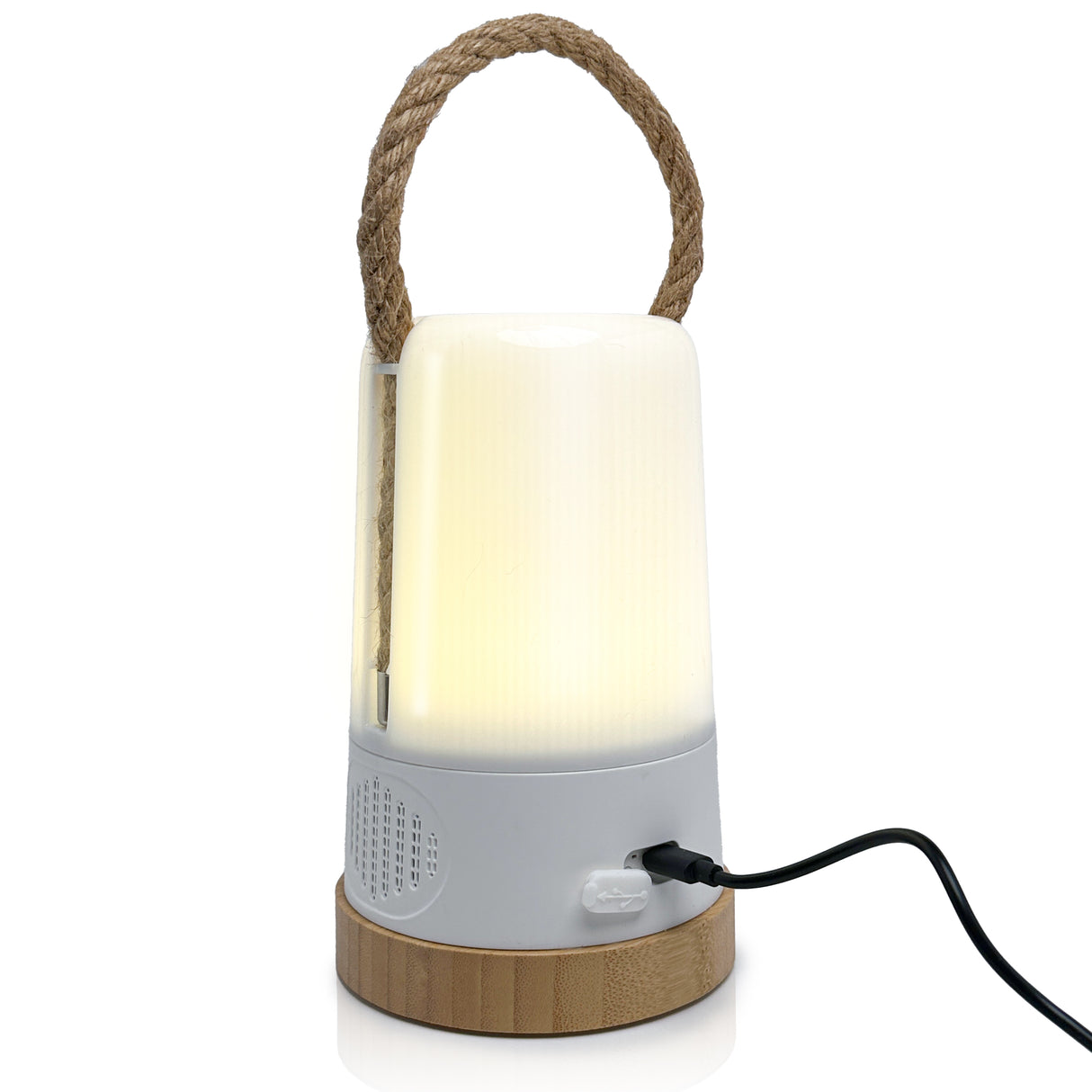 Kibun K80161 Groove Cordless LED Outdoor Table Lamp with Dimmer, Built-in Rechargeable Battery, 3-Level Brightness, Bluetooth Speaker / Color Changing, White