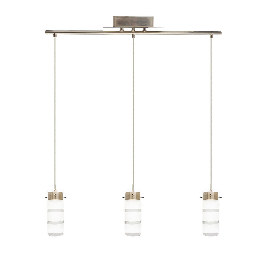 Westgate LCFB-3LS-MCT5 36W LED 3-Light Straight Bar Integrated Pendant Light Brushed Nickel Finish 27K/30K/35K/40K/50K 120V