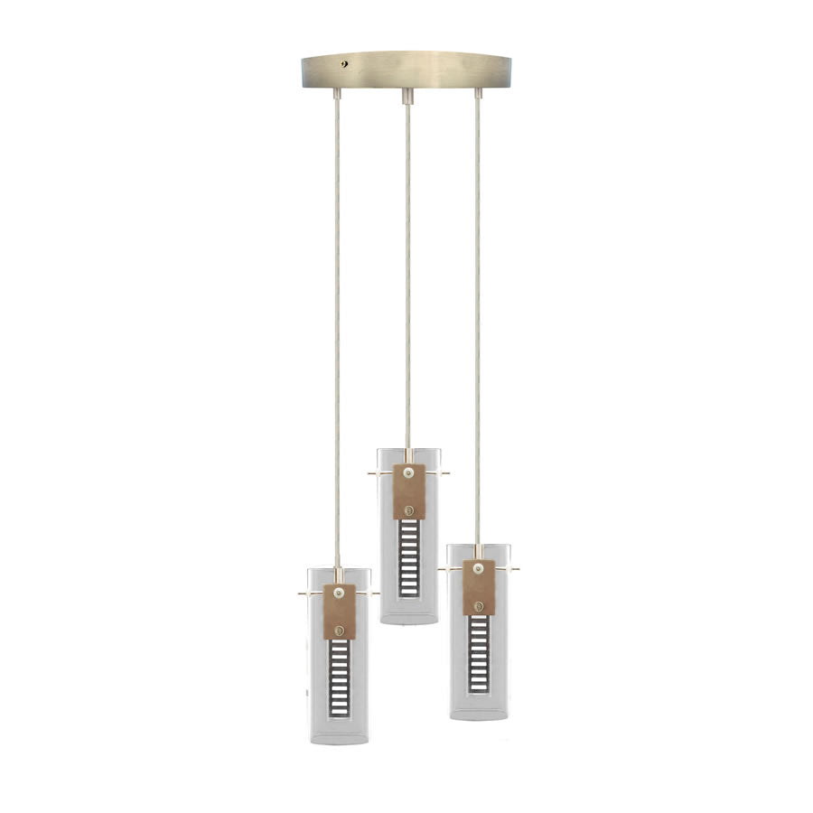 Westgate LCFH-3LR-MCT5 36W LED 3-Light Hologram Pendant Light Brushed Nickel Finish 27K/30K/35K/40K/50K 120V