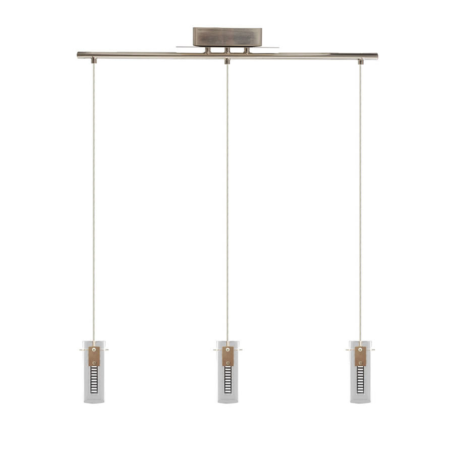 Westgate LCFH-3LS-MCT5 36W LED 3-Light Straight Bar Hologram Pendant Light Brushed Nickel Finish 27K/30K/35K/40K/50K 120V