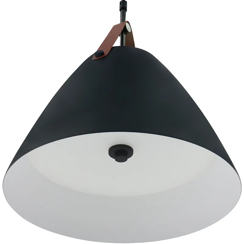 Westgate LCFN-MCT5-BK 25W LED Nordic Design Pendant Light with Leather Strap Black Finish 27K/30K/35K/40K/50K 120V