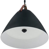 Westgate LCFN-MCT5-BK 25W LED Nordic Design Pendant Light with Leather Strap Black Finish 27K/30K/35K/40K/50K 120V