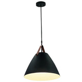 Westgate LCFN-MCT5-BK 25W LED Nordic Design Pendant Light with Leather Strap Black Finish 27K/30K/35K/40K/50K 120V