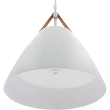 Westgate LCFN-MCT5-WH 25W LED Nordic Design Pendant Light with Leather Strap White Finish 27K/30K/35K/40K/50K 120V