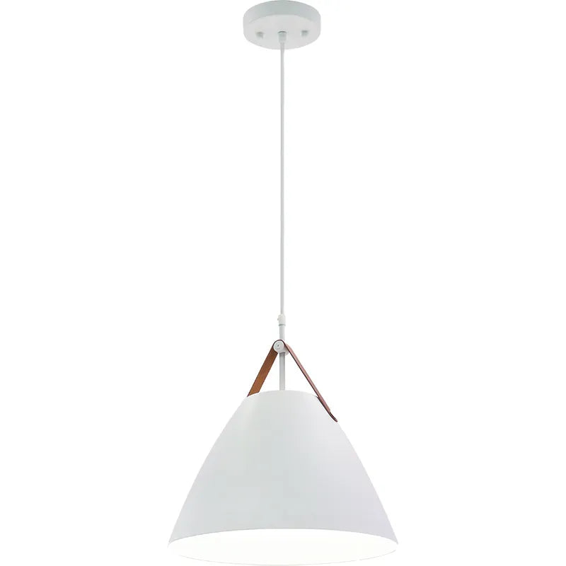 Westgate LCFN-MCT5-WH 25W LED Nordic Design Pendant Light with Leather Strap White Finish 27K/30K/35K/40K/50K 120V