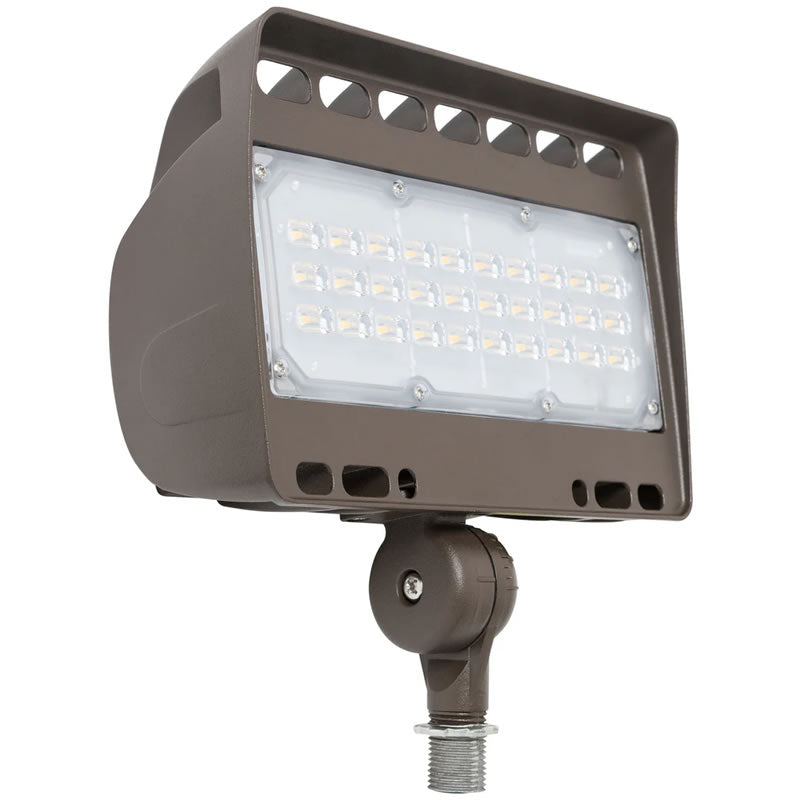 Westgate LF4-30W-50K-D-KN 30-Watt LED Round-Back Flood Light 5000K Dimmable 1/2" Knuckle Dark Bronze Finish 120-277V