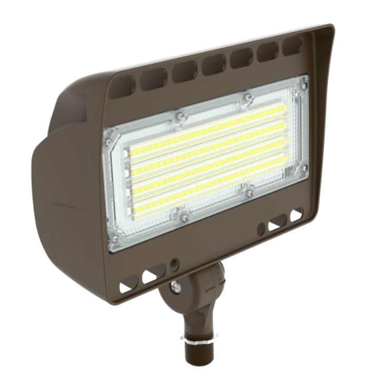 Westgate LF4-50W-30K-D-KN 50-Watt LED Round-Back Flood Light 3000K Dimmable 1/2" Knuckle Dark Bronze Finish 120-277V