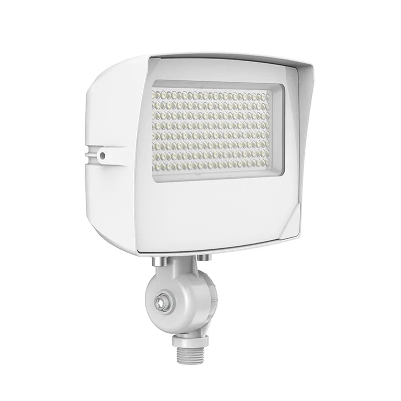 Westgate LF4MAX-SM-15-35W-MCTPB-KN-P-WH 15W/25W/35W LED Round-Back Flood Light Knuckle Mount Photocell White Finish 30K/40K/50K 120-277V