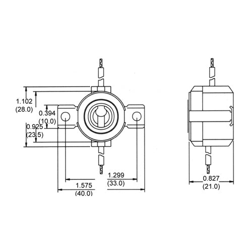 LH0647 E11 mini-candelabra base lamp holder/socket with two hole mounting and 47" leads