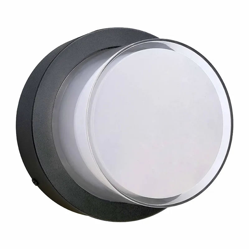 Westgate LRS-E-MCT-C90-BK 12W LED Round Wall Light Fixture Black Finish 30K/40K/50K 120V